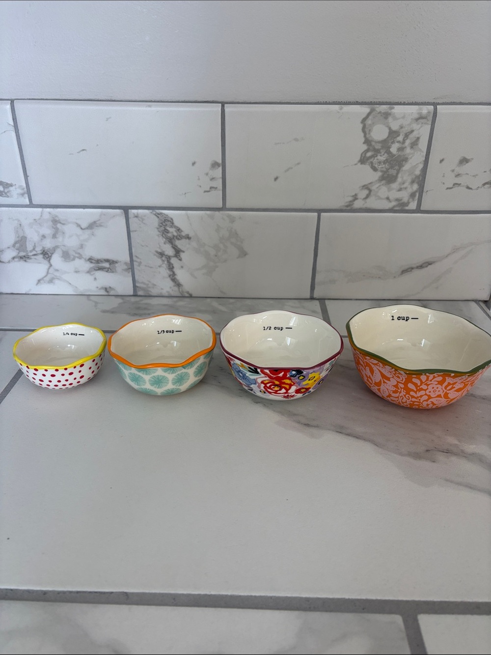 The Pioneer Woman Flea Market 4-Piece Ceramic Decorated Measuring Bowls